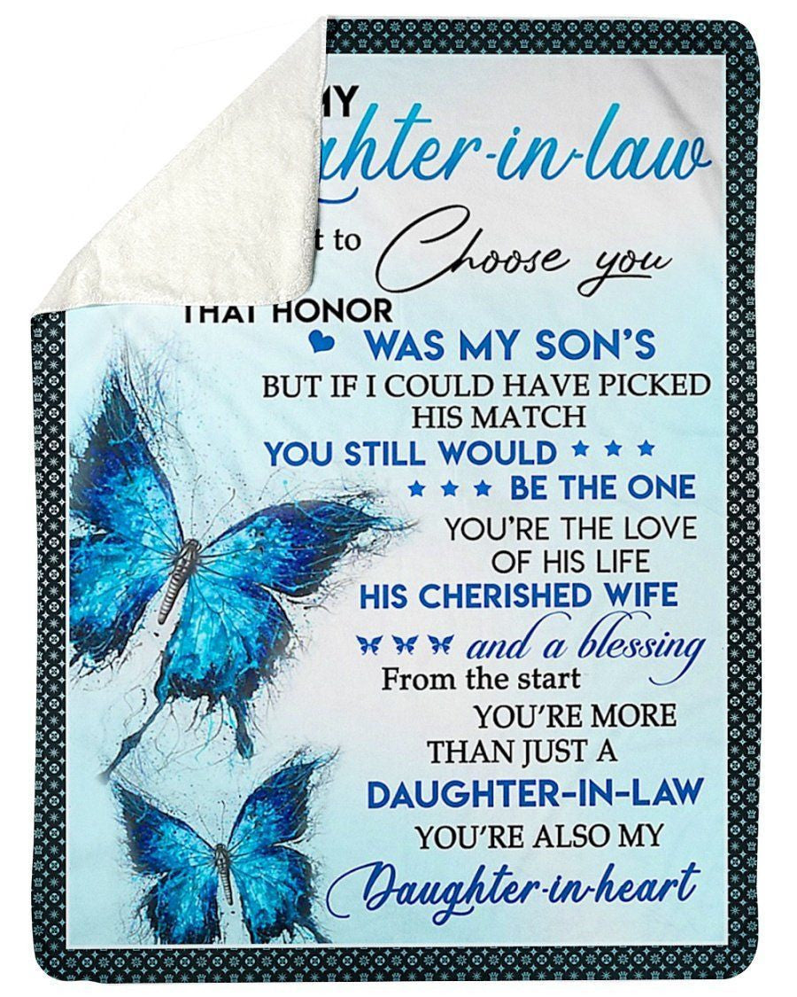 Blue Butterfly Fleece Blanket Giving Daughter In Law The Love Of His Life Sherpa Blanket