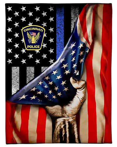 Cincinnati Police American Flag Fleece Blanket
