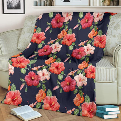 Tropical Flower Pattern Print Design Colorful Fleece Blanket