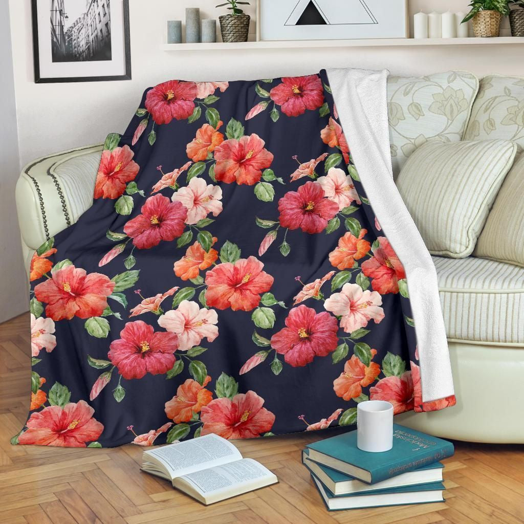 Tropical Flower Pattern Print Design Colorful Fleece Blanket