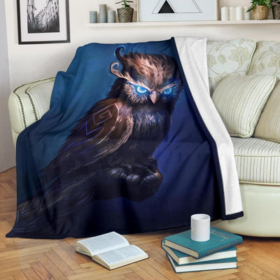 Legendary Owl Amazing Eyes Gift Printed Fleece Blanket