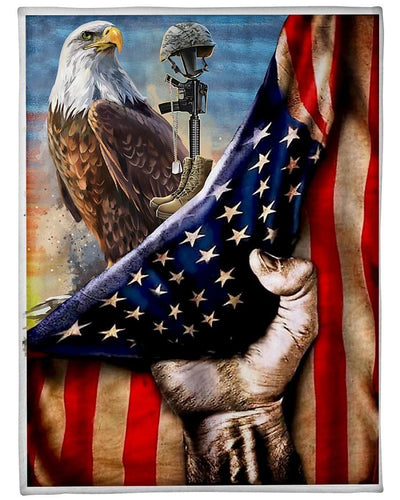 Unique Style Of American Veteran Eagle Custom Design Fleece Blanket