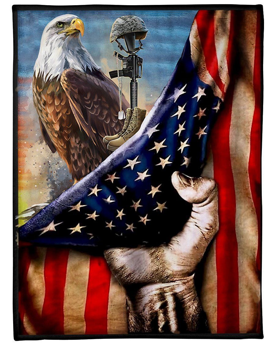 Unique Style Of American Veteran Eagle Custom Design Fleece Blanket