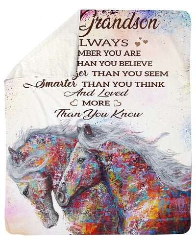 Horse To My Grandson I Love You Forever And Always Fleece Blanket