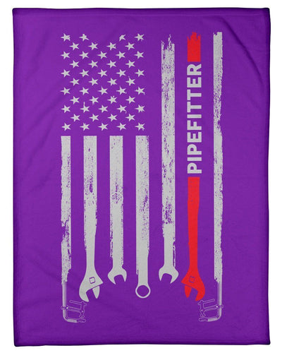 Pipefitter American Flag Fleece Blanket