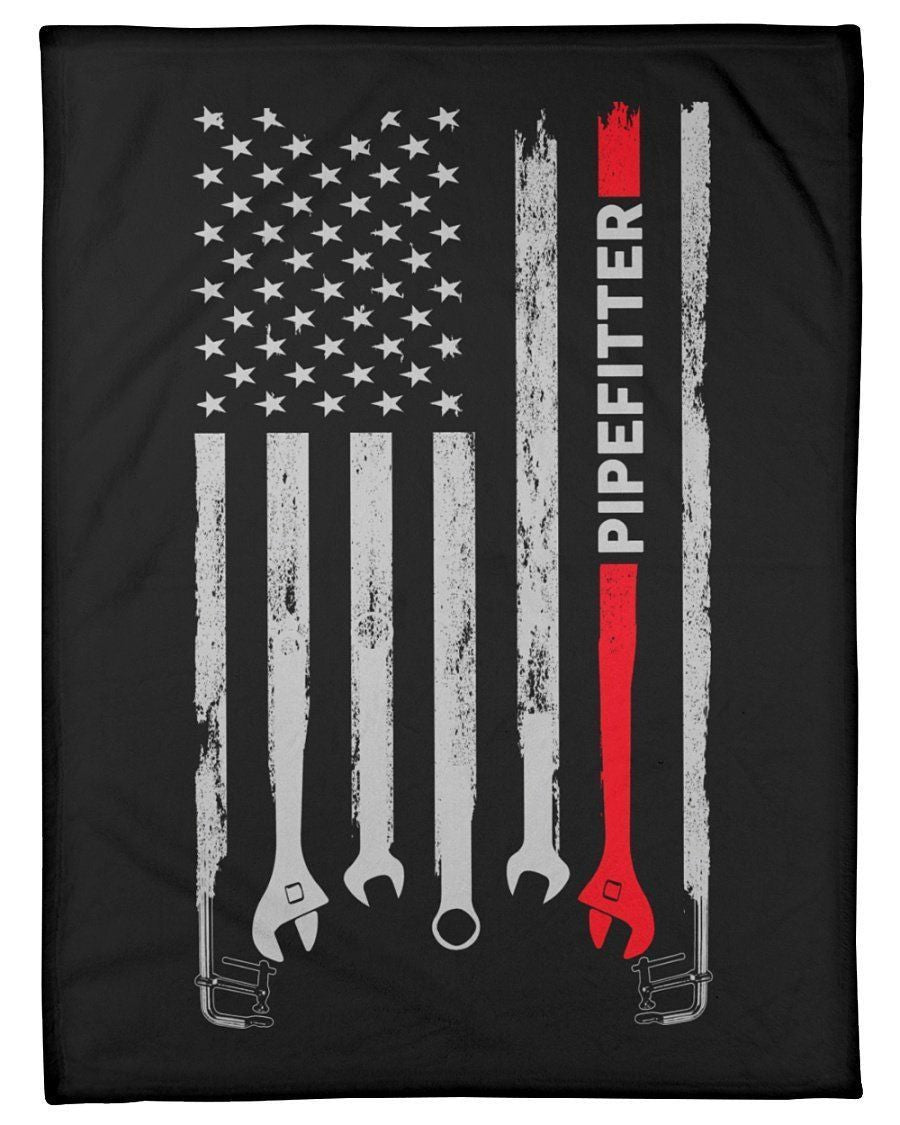 Pipefitter American Flag Fleece Blanket