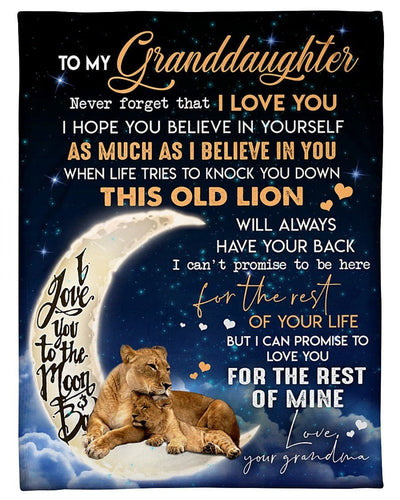 Grandma Gift To Granddaughter Love To The Moon And Back Fleece Blanket