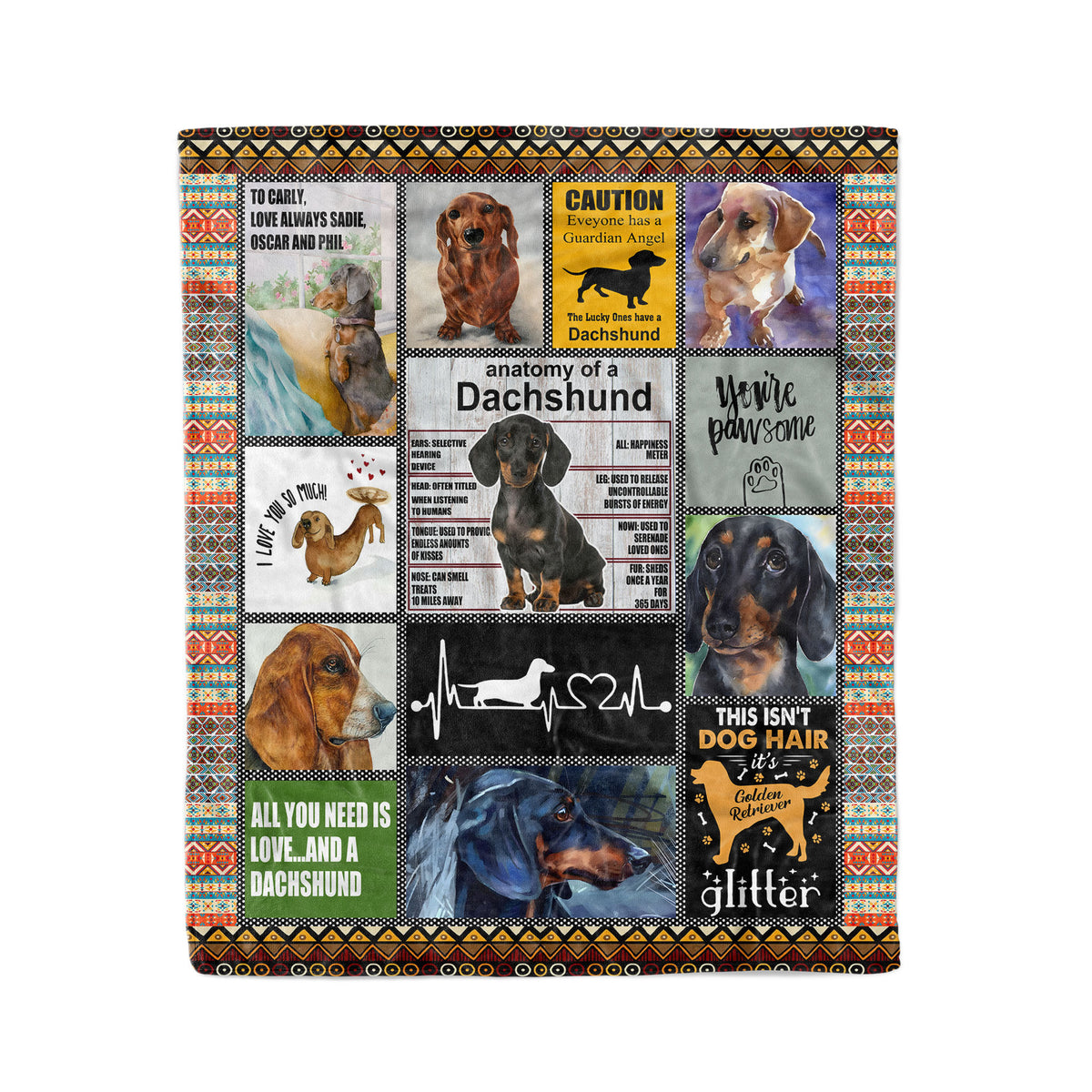 Anatomy Of A Dachshund Fleece Blanket