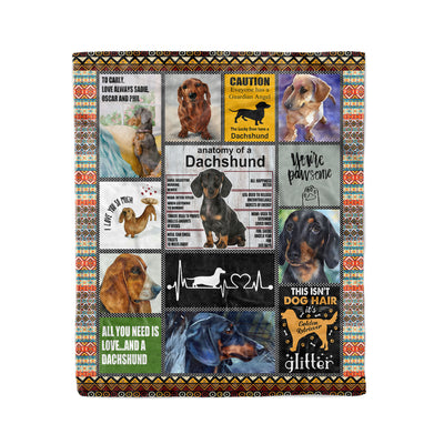 Anatomy Of A Dachshund Fleece Blanket