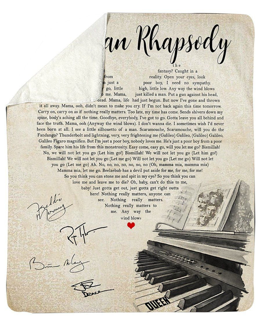 Bohemian Phapsody Piano Heart Custom Design Fleece Blanket