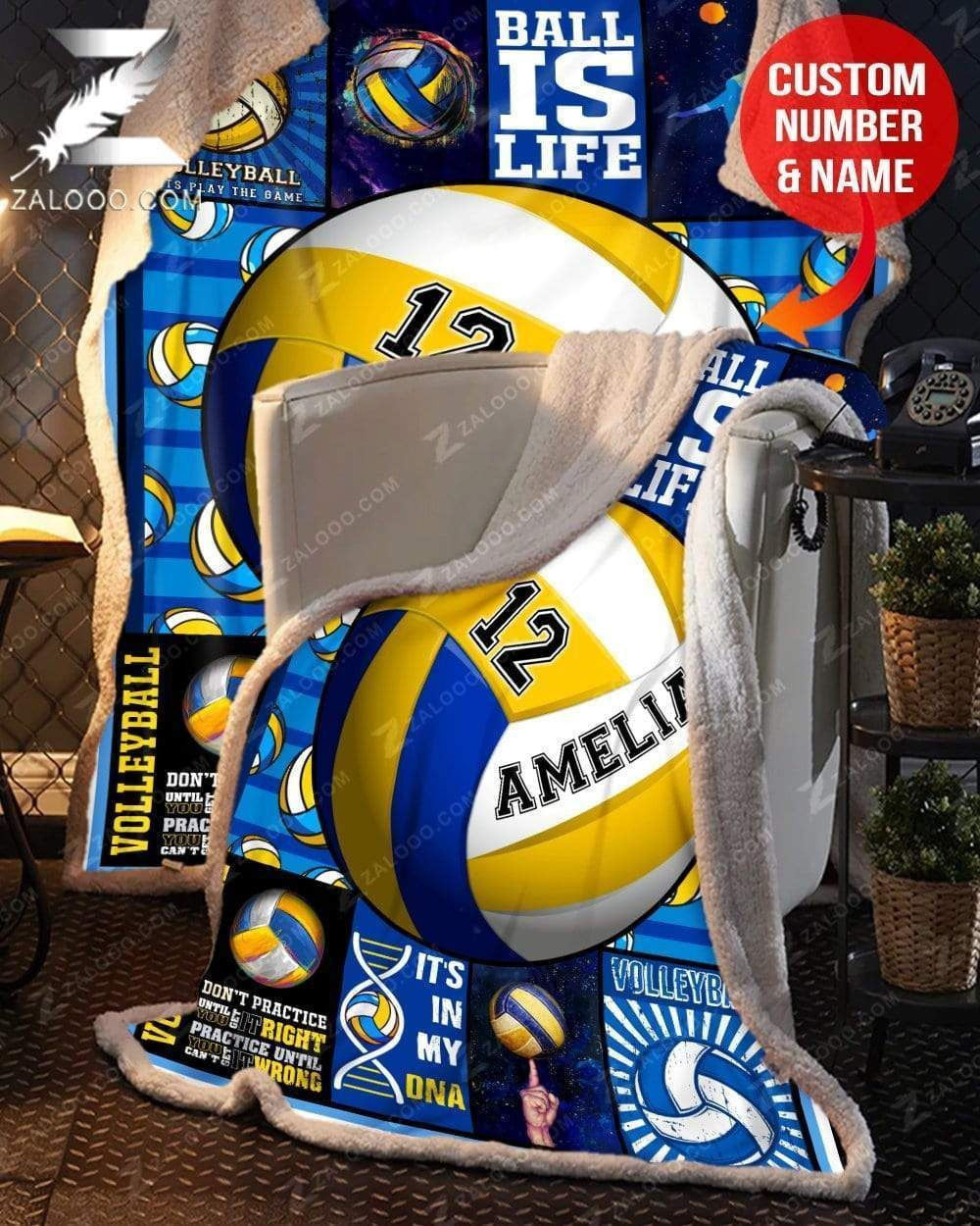 Custom Fleece Blanket - Volleyball - Eat Sleep Play