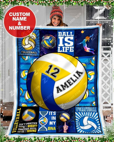 Custom Fleece Blanket - Volleyball - Eat Sleep Play