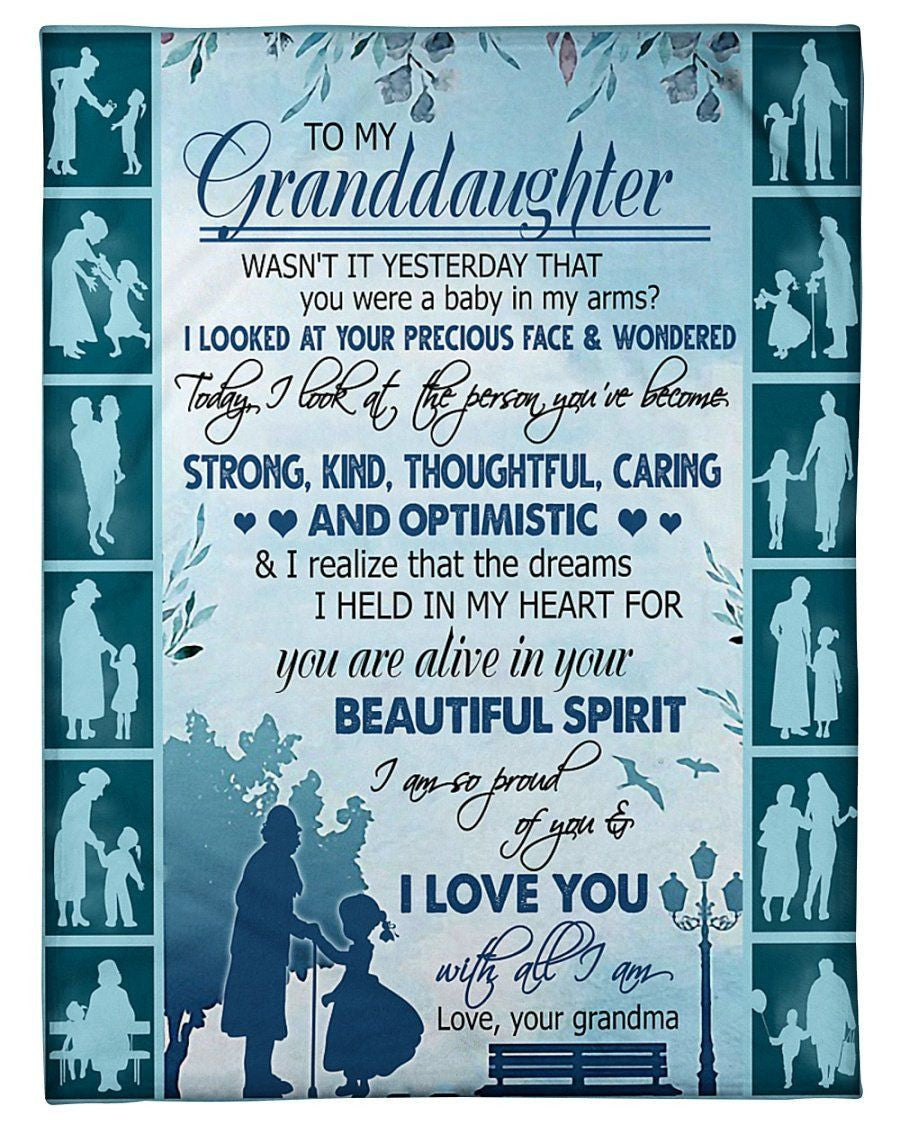 I Am So Proud Of You Blue Blanket Giving Granddaughter Fleece Blanket