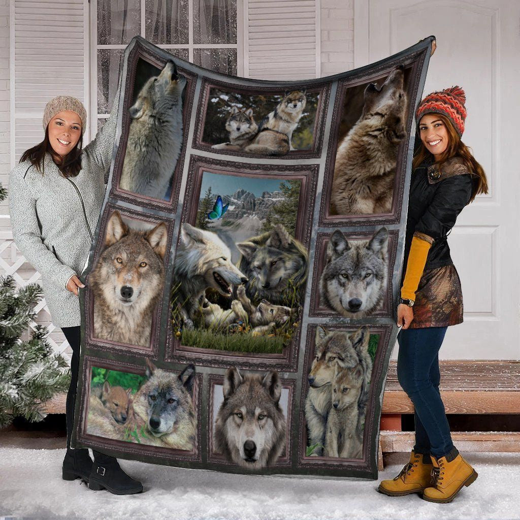 3d Grey Wolf Wild Animals Fleece Blanket
