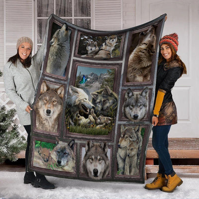 3d Grey Wolf Wild Animals Fleece Blanket