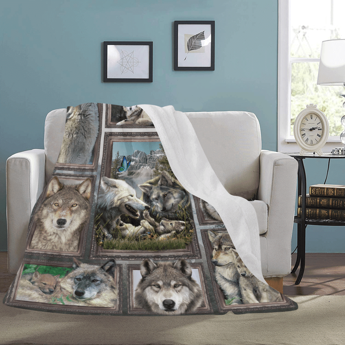 3d Grey Wolf Wild Animals Fleece Blanket