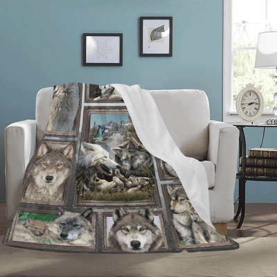 3d Grey Wolf Wild Animals Fleece Blanket