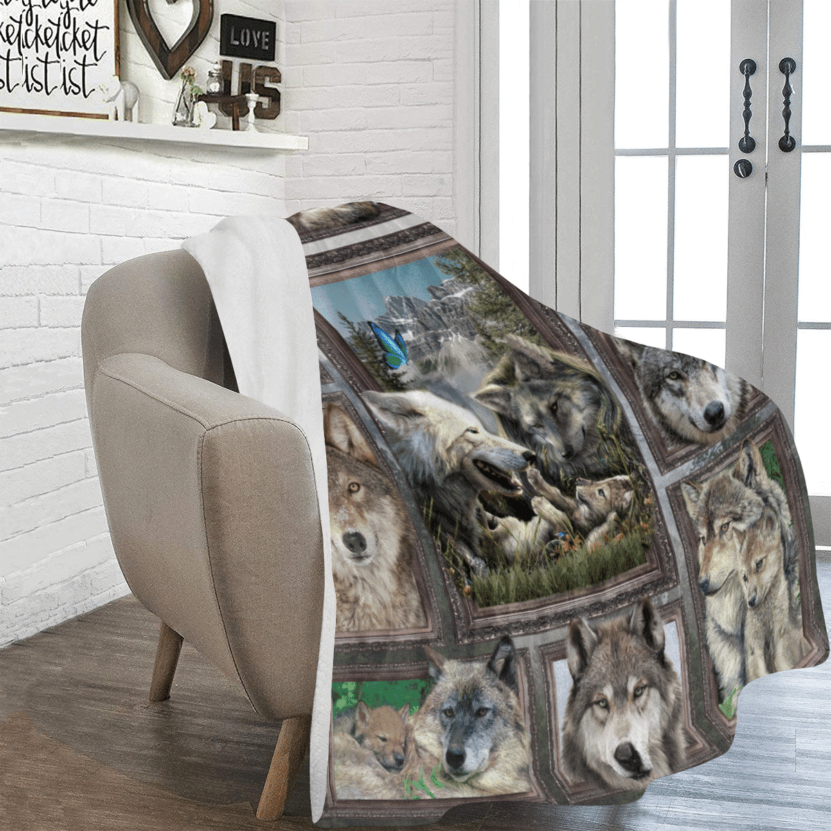 3d Grey Wolf Wild Animals Fleece Blanket