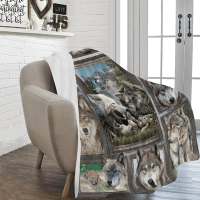 3d Grey Wolf Wild Animals Fleece Blanket