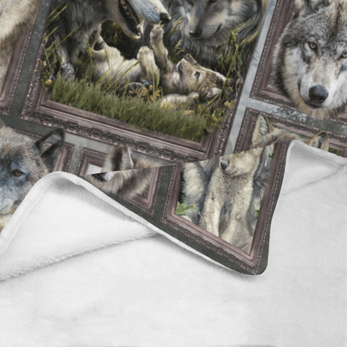 3d Grey Wolf Wild Animals Fleece Blanket