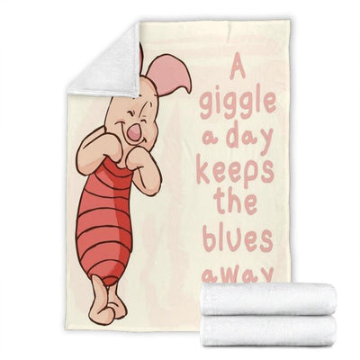 A Giggle A Day Keeps The Blues Away Piglet Printed Fleece Blanket