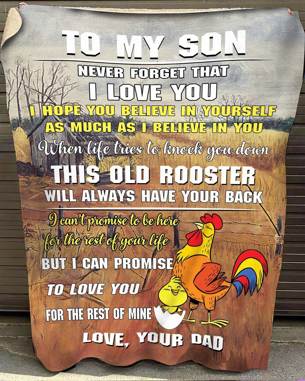 Fleece Blanket Gift For Son I Love You Chicken