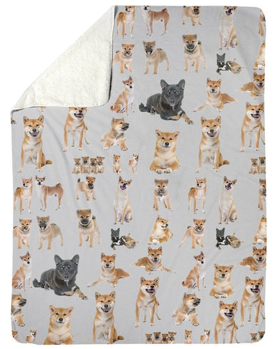 Shiba Inu Pattern Dog Lover 3d Printed  Sherpa Blanket