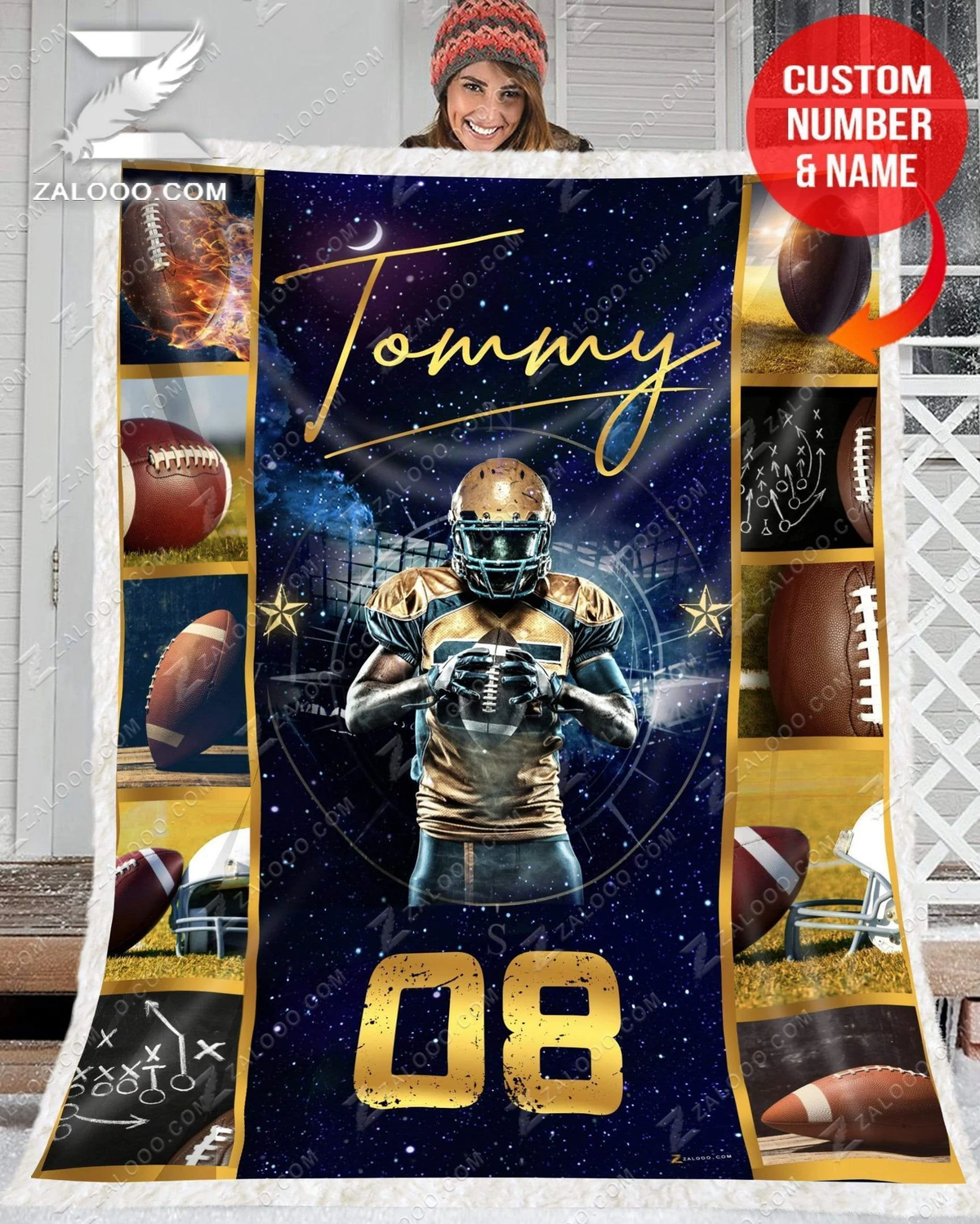 Custom Fleece Blanket - Football - Galaxy