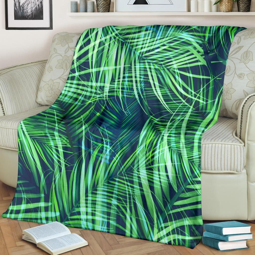 Mountian Palm Leaves Pattern Print Design Fleece Blanket
