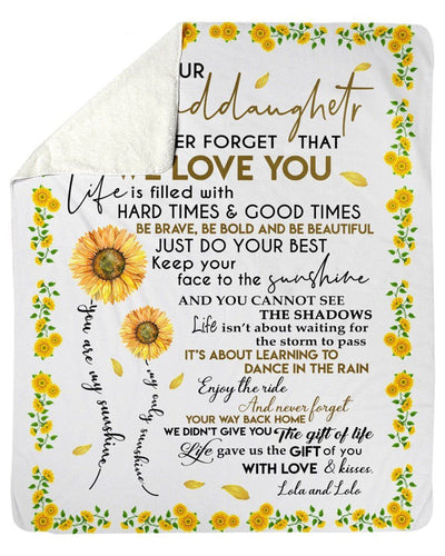 Sunflower Lovely Message For Granddaghter Fleece Blanket