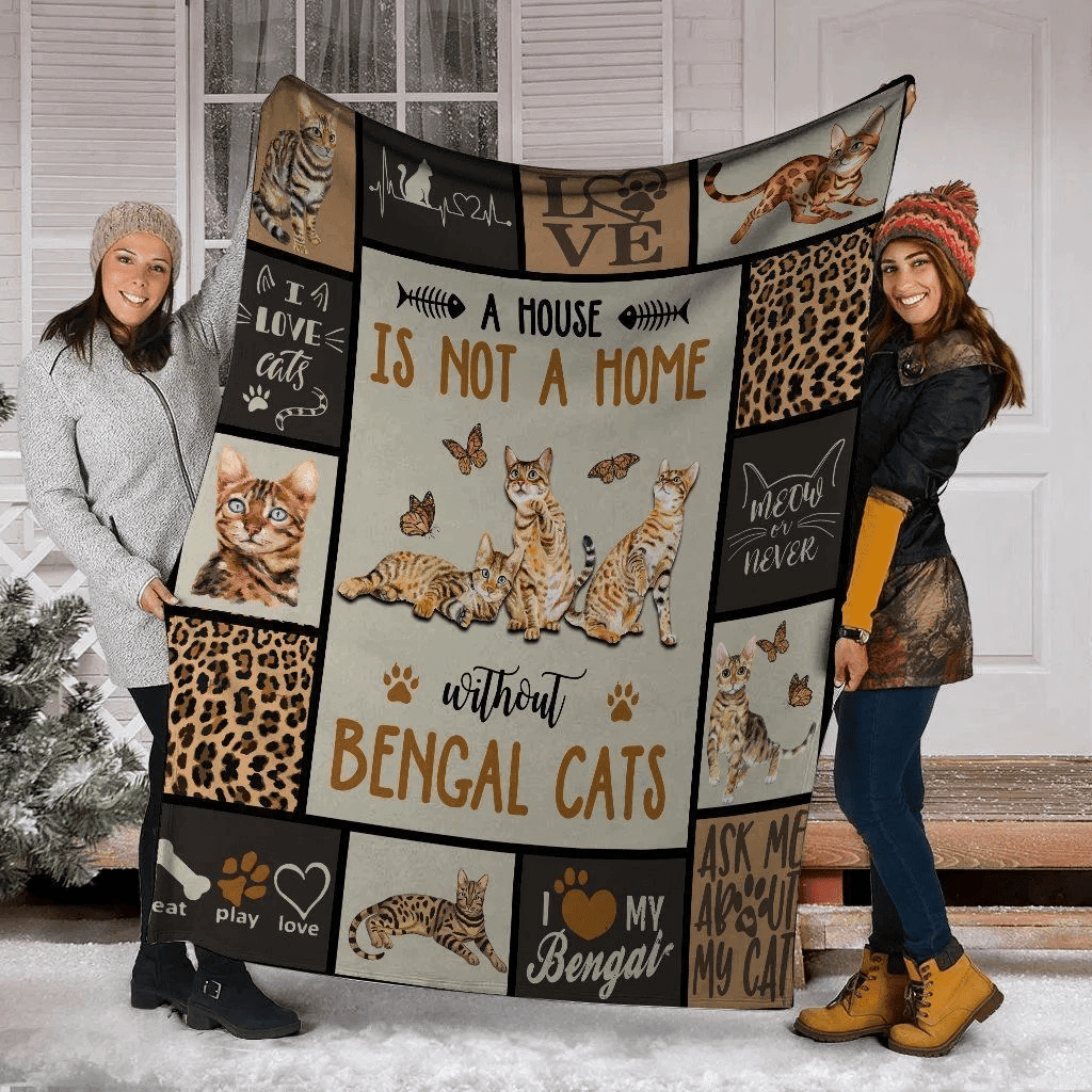 A House Us Not A Home Without Bengal Cats Fleece Blanket