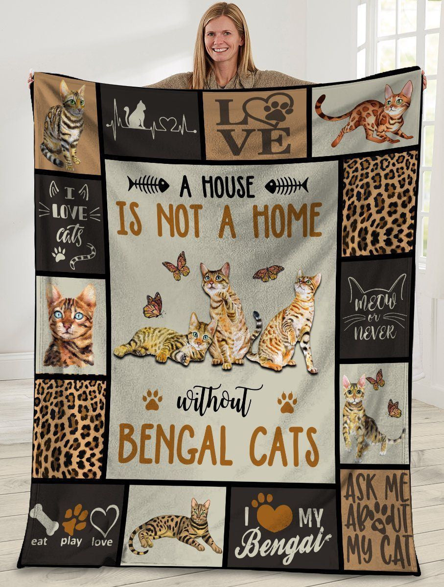 A House Us Not A Home Without Bengal Cats Fleece Blanket