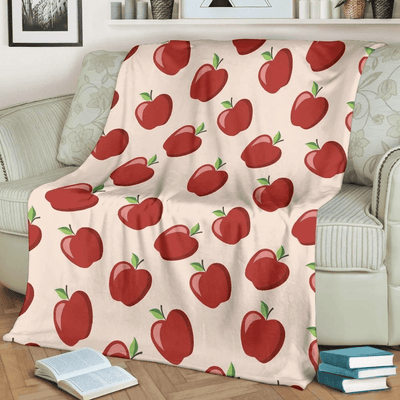 Apple Pattern Print Design Red And Pink Fleece Blanket