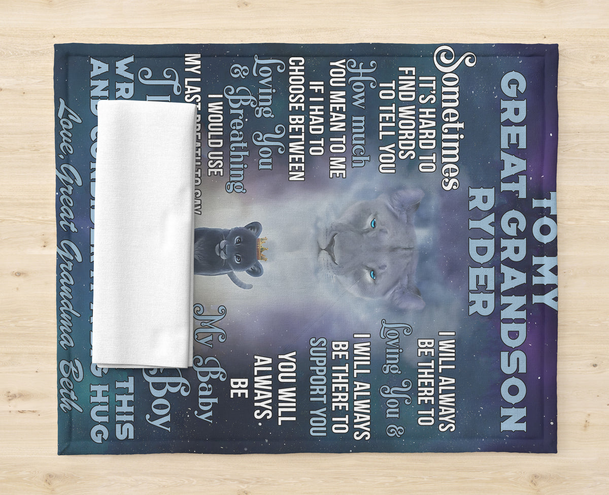 Nana To Grandson Customized Name Lion Always Be There To Love You Fleece Blanket Sherpa Blanket