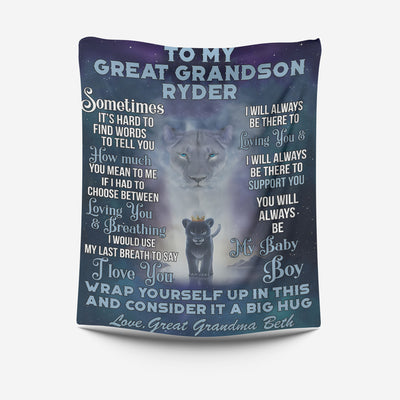 Nana To Grandson Customized Name Lion Always Be There To Love You Fleece Blanket Sherpa Blanket