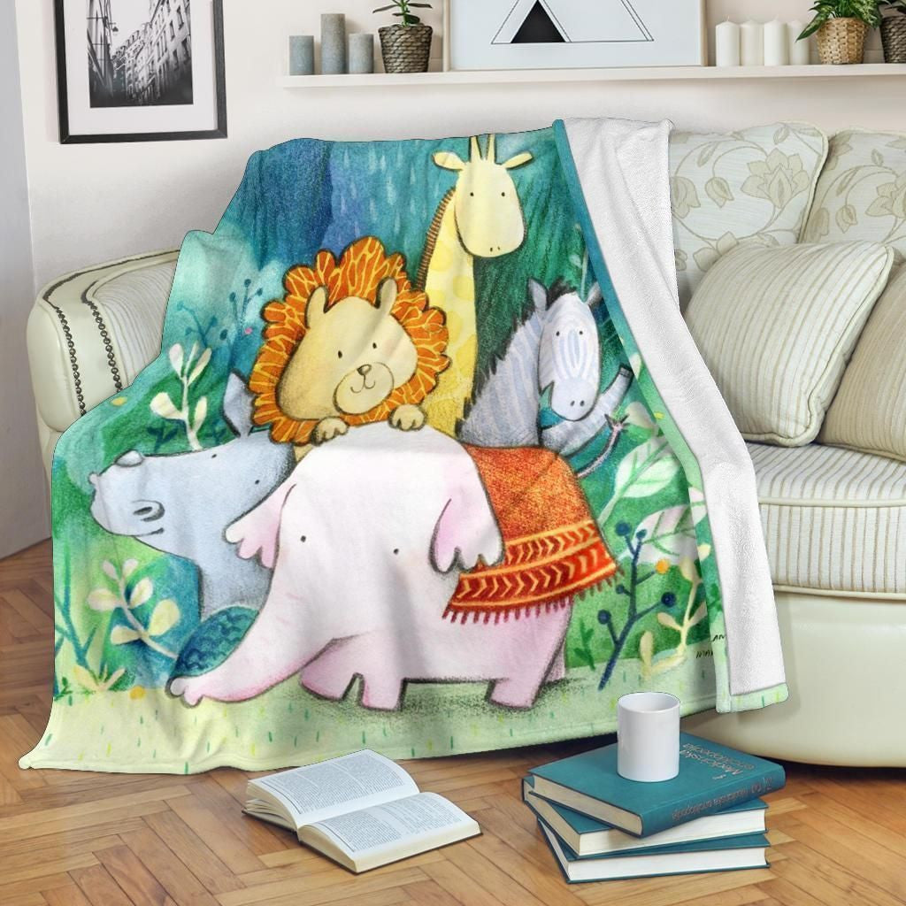 Cute Animals Printed Fleece Blanket Funny Gift Idea For Kids