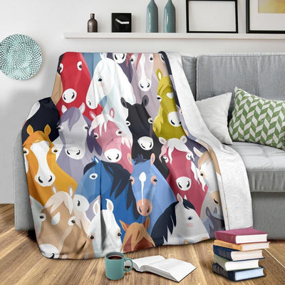 Colorful Multi Horse Pattern Fleece Blanket