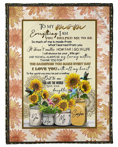 Sunflower Gift For Mom I Love You With All My Heart Blanket Fleece Blanket