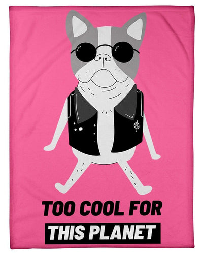 Too Cool For This Planet Cute Frenchie Fleece Blanket