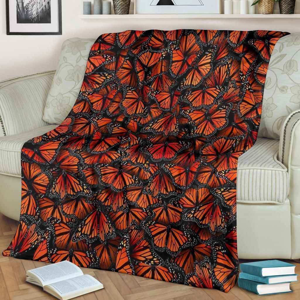 Pattern Monarch Butterfly Fleece Blanket For Butterfly Lover