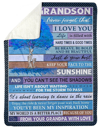 You've Been My Inspiration Grandpa To My Grandson Fleece Blanket Sherpa Blanket