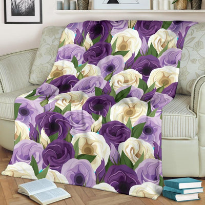 Floral Lisianthus Pattern Print Design Fleece Blanket