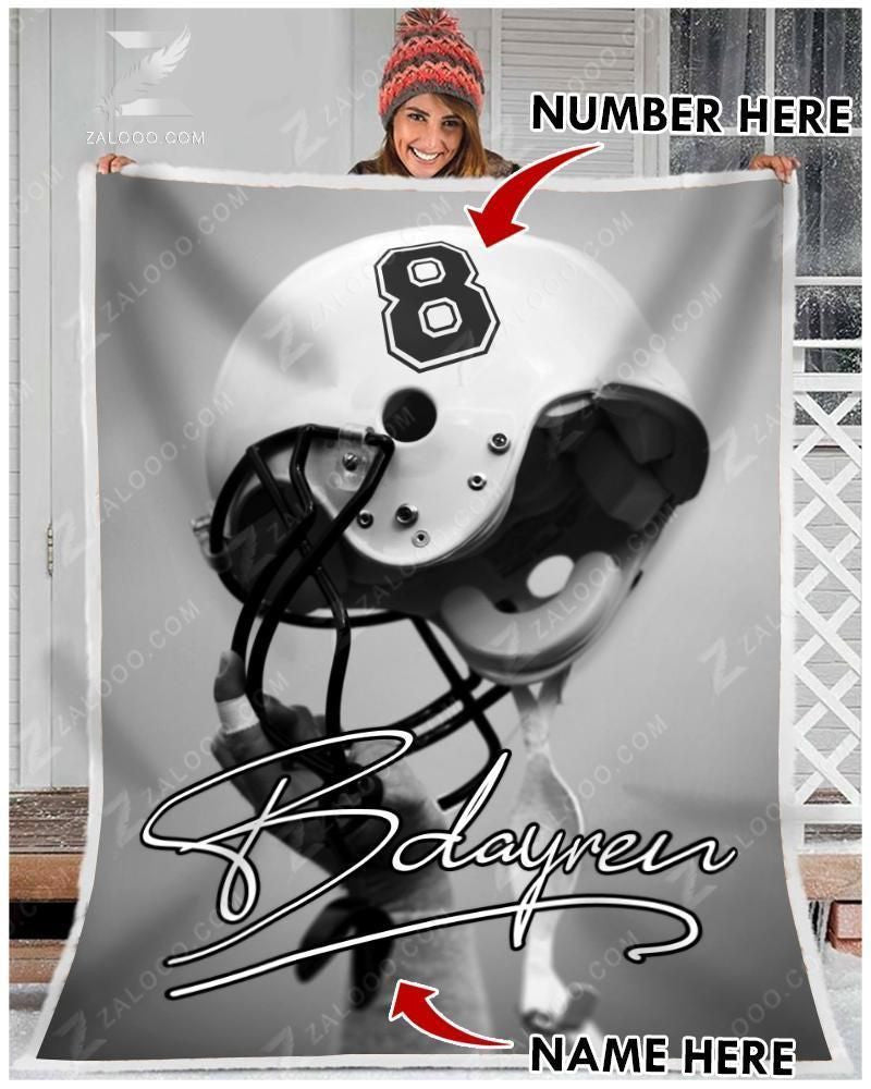 Football Custom Text Name And Number Fleece Blanket