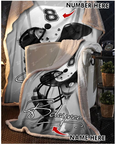 Football Custom Text Name And Number Fleece Blanket
