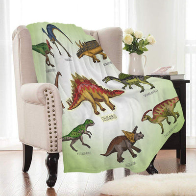 Green Prehistoric Dinosaur Printed Fleece Blanket