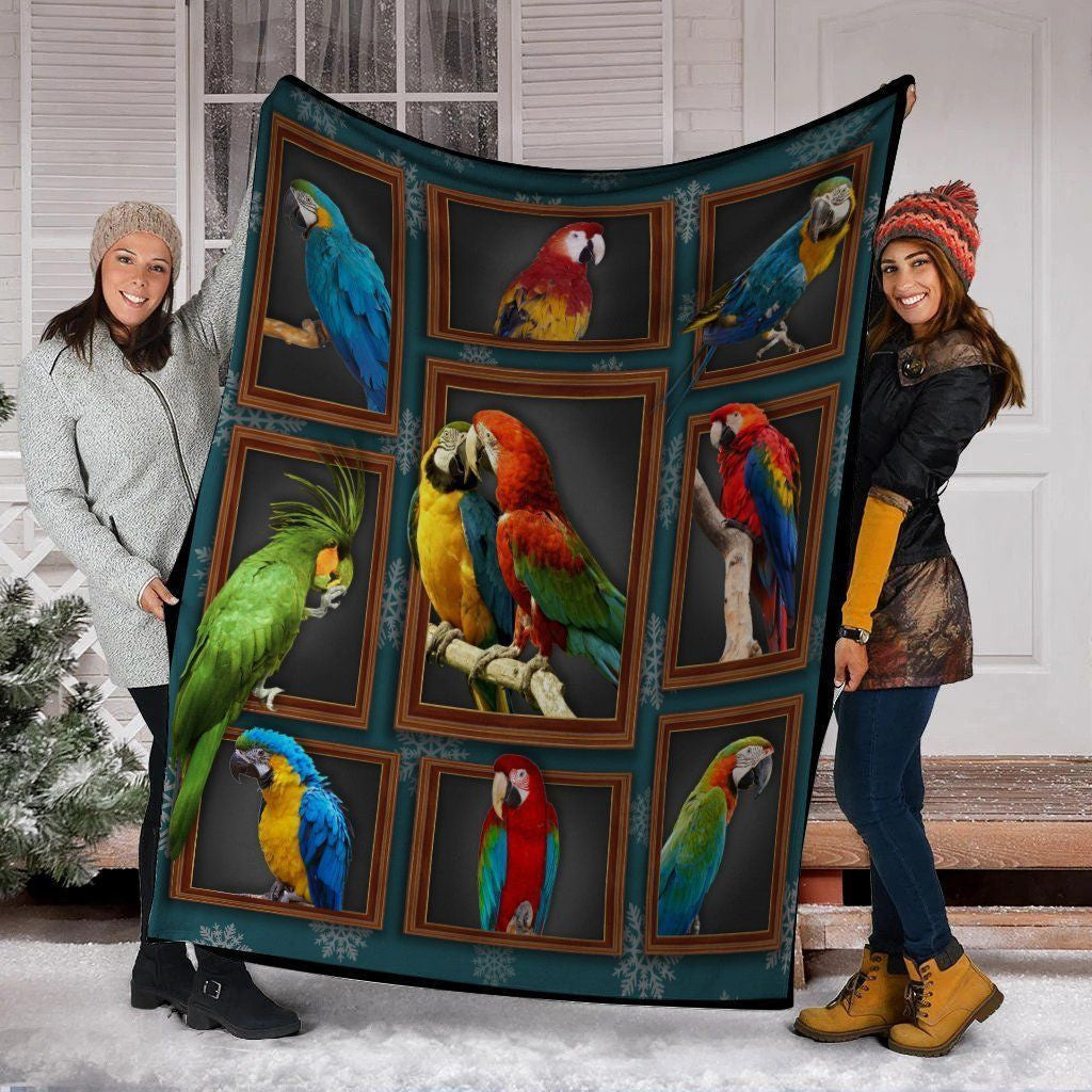 3d Parrot Bird Lover Gift Printed Fleece Blanket