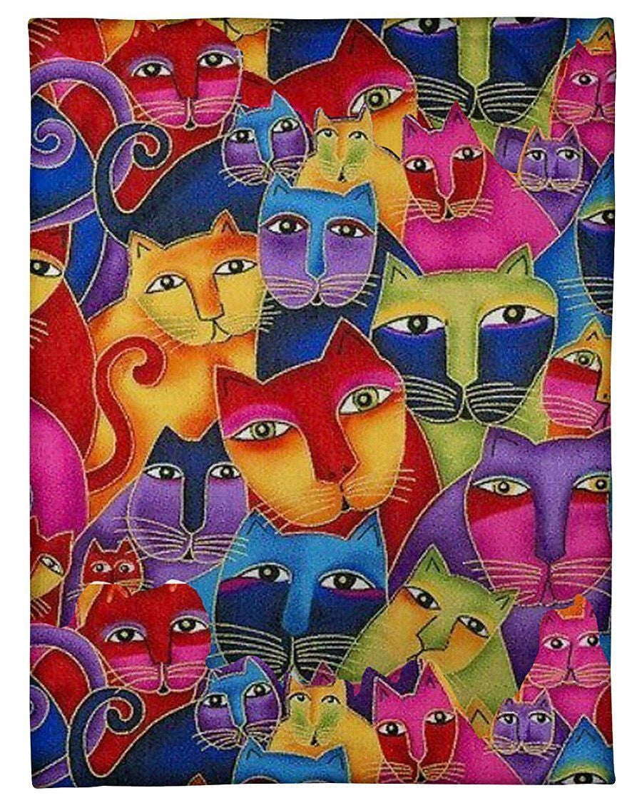 Cute Coffee Cup Cats Colorful Design Gift For Cat Lovers Fleece Blanket