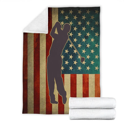 American Flag Golf Love Golf Player Fleece Blanket