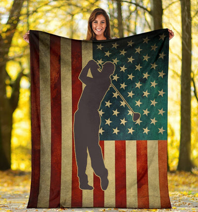 American Flag Golf Love Golf Player Fleece Blanket