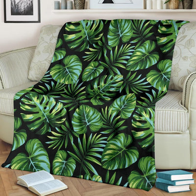 Summer Tropical Palm Leaves Pattern Fleece Blanket